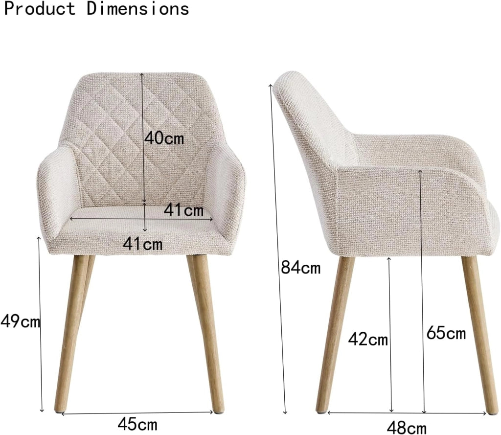 GrandCA HOME Set di 2 Sedie da Pranzo Moderne Imbottite con Braccioli in Tessuto e Gambe in Legno per Sala da Pranzo - Beige
