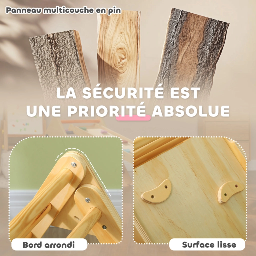 Scaletta per arrampicata in legno per bambini ¨C zephmum ¨C 3 in 1, naturale