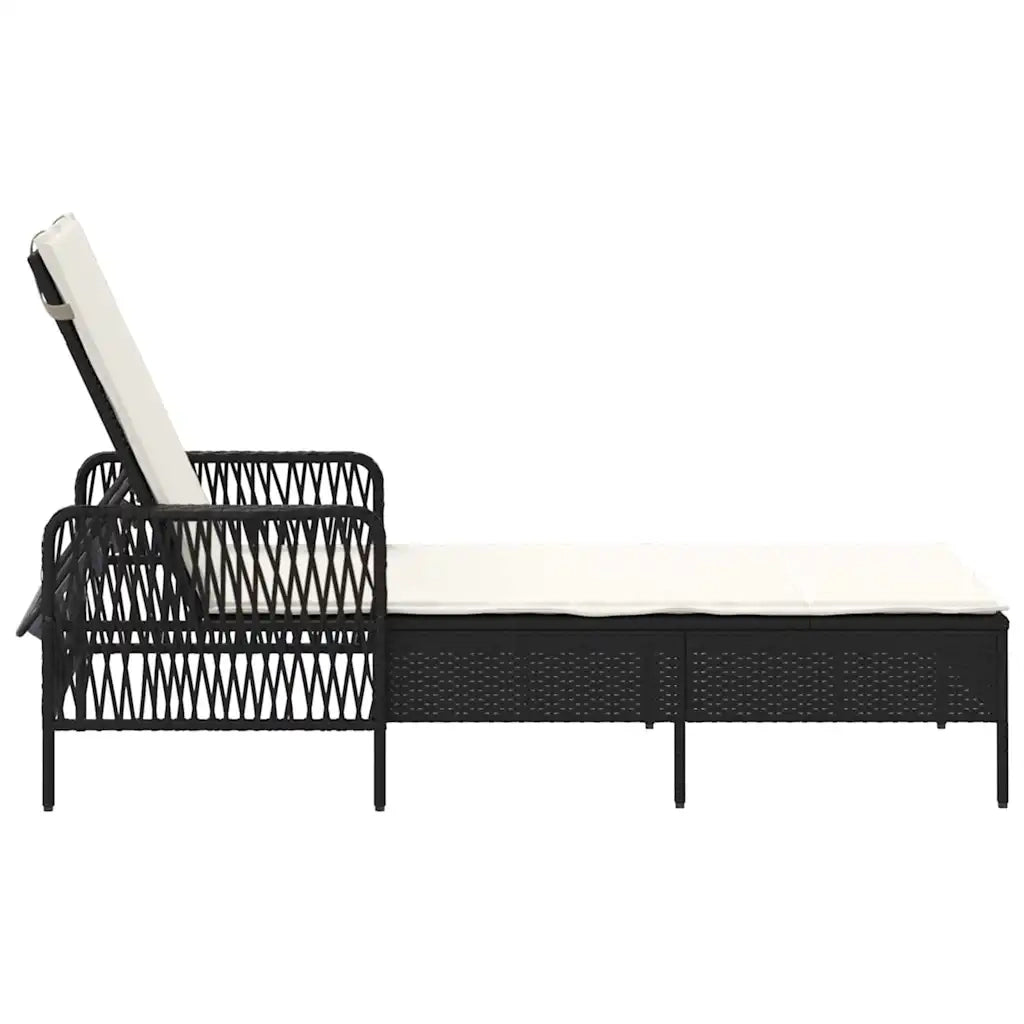 Lettino da sole Nero e Bianco Crema 55 x 200 x 92 cm polyrattan 365425