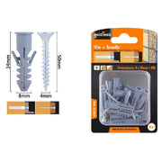 Trade Shop - Set 10pz Viti Vite Croce 4x50mm + Tasselli Con Alette Tassello M8 Fischer 57564 -