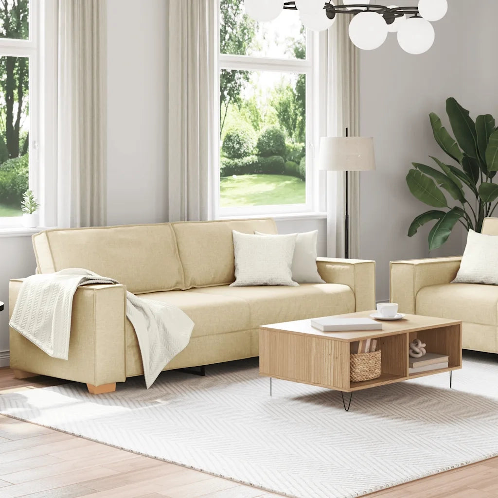 Set di Divani 2 pz con Cuscini Crema in Tessuto 3324698