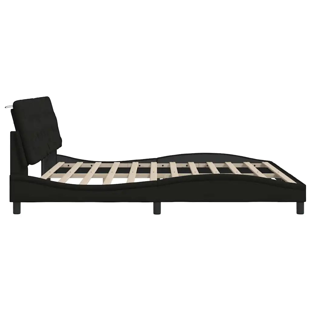 Giroletto senza Materasso Nero 200x200 cm in Tessuto