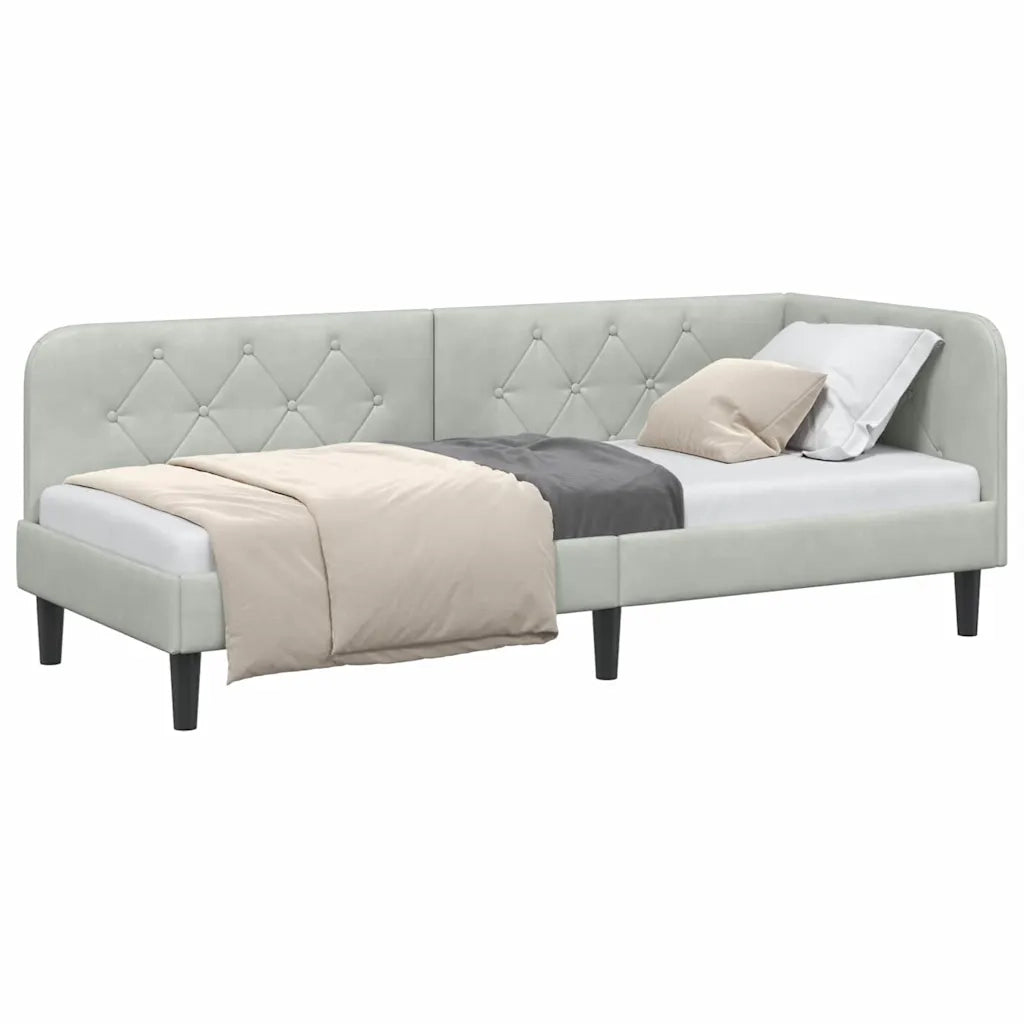 Cornice del letto ad angolo Grigio chiaro 80 x 200 cm Velluto 42016586