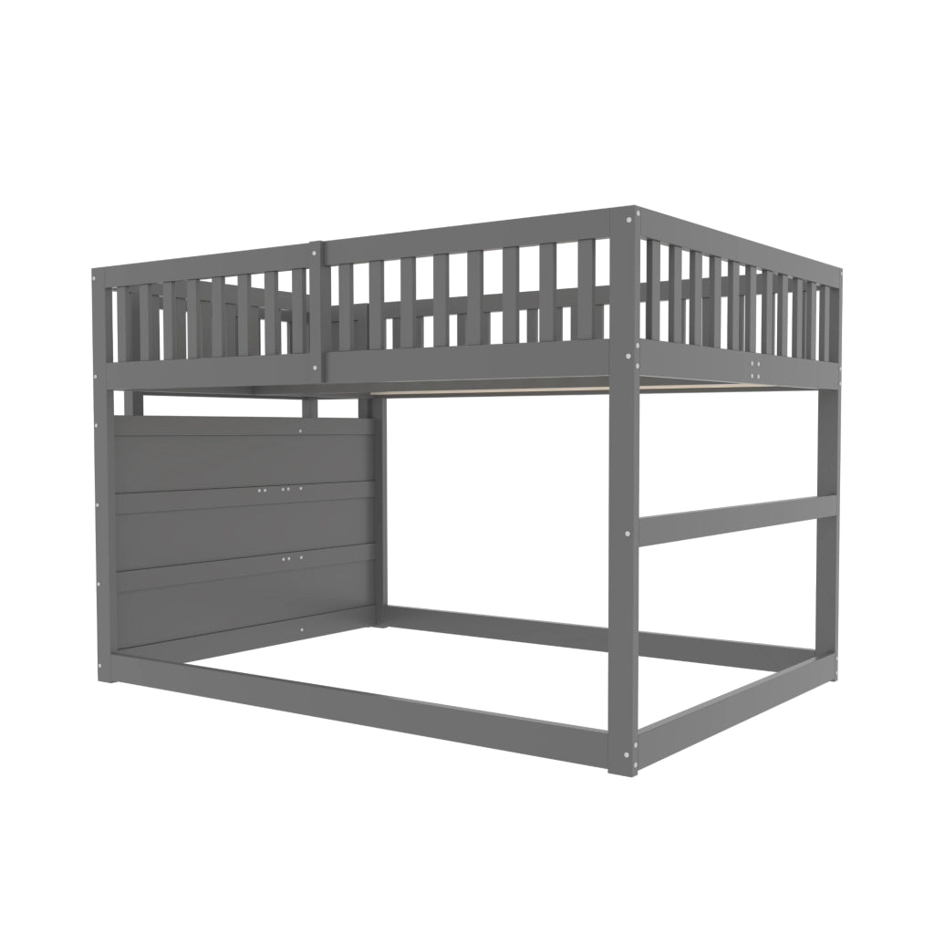 Letto a castello basso grigio in legno con scomparti portaoggetti 140x200 cm