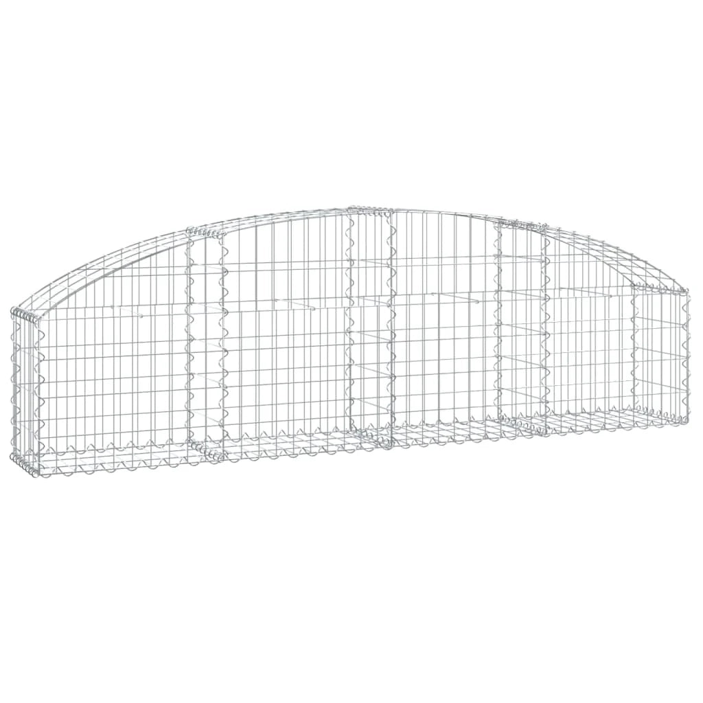 Cesto gabbione recinzione a gabbia muro di contenimento ad arco 200 x 30 x 40/60 cm ferro zincato argento 02_0040011