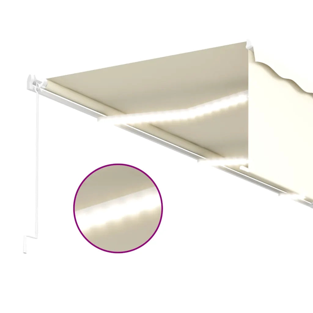 Tenda da Sole Retrattile Manuale con Parasole e LED 6x3 m Crema cod mxl 43643