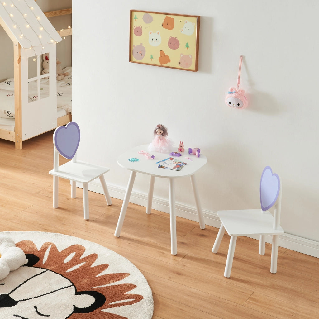 Set Siljan Tavolo e 2 Sedie per Bimbi - Bianco / Viola [en.casa]