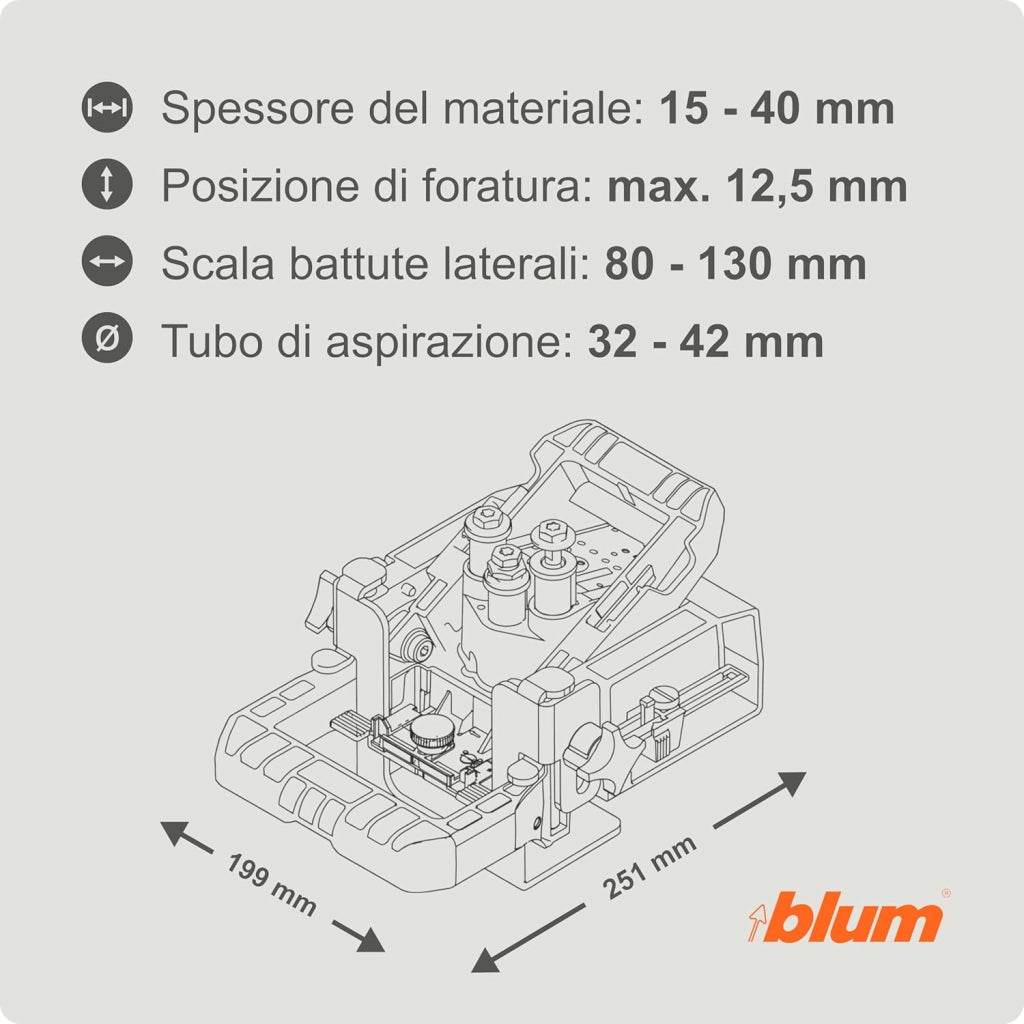 ECODRILL - Cerniere in un batter d'occhio, cerniere per armadi e mobili, aiuto per la lavorazione, nastro Ø = 35 mm, cerniera, foratura verticale