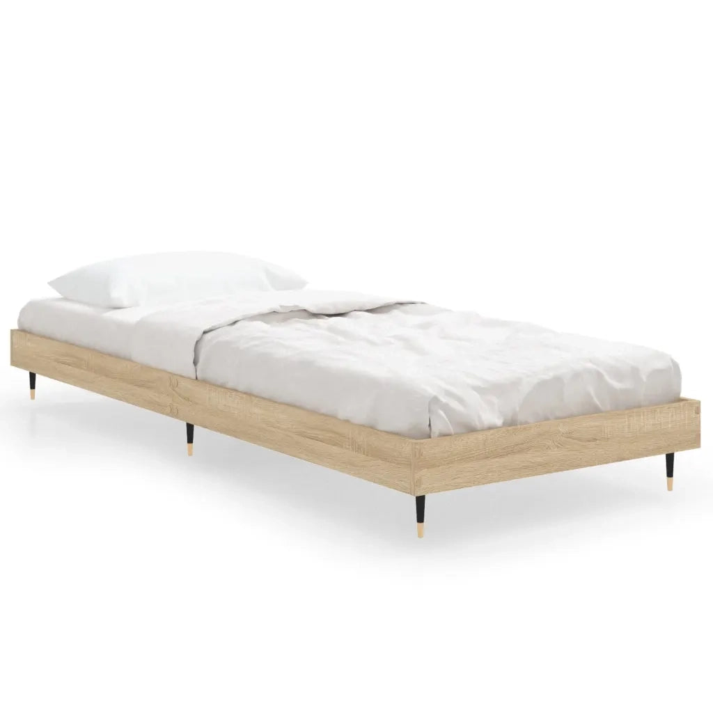 Letto singolo | Letto per adulti | Giroletto senza Materasso Rovere Sonoma 75x190 cm in Truciolato