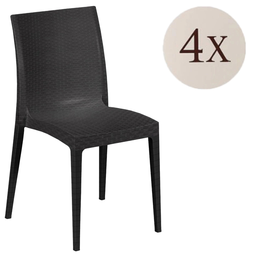 Ormea, Sedia da Esterno 4 Sedie Made in Italy, Nero Antracite