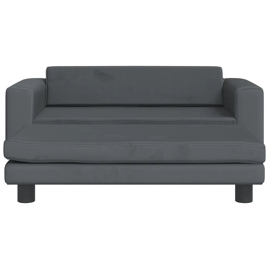 Divano Bambini Poggiapiedi-Sofa-Divanetto Bambini Grigio Scuro 100x50x30 cm Velluto