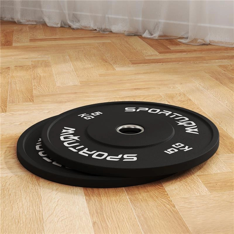 SET 2 DISCHI PESI DA 5KG IN GOMMA CON FORO DA 2"/5 CM PER MANUBRI E BILANCIERI NERO