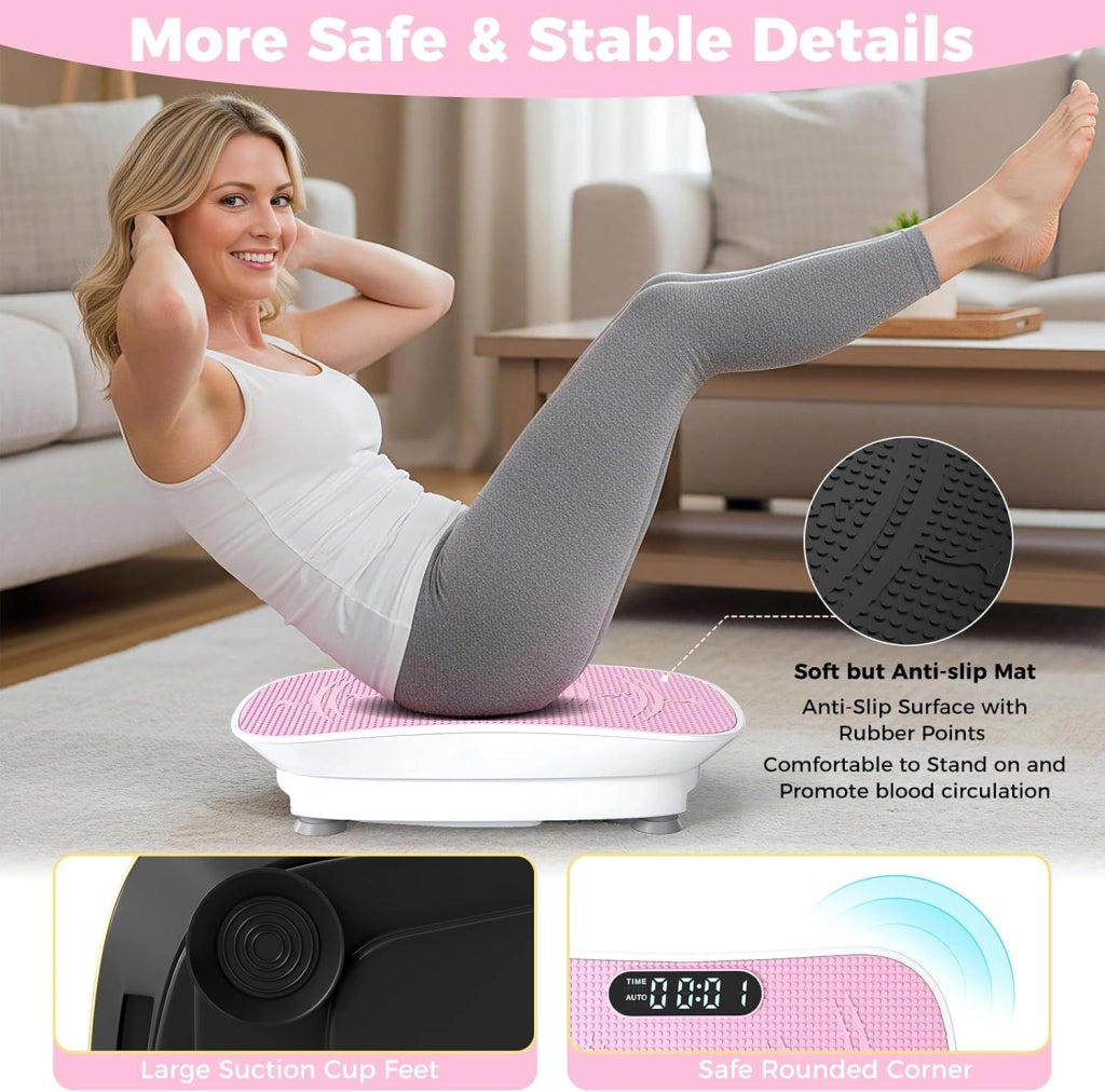 Pedana Vibrante Dimagrante con 10 Livelli di Intensità, Timer da 10 Minuti e Silenziosa Fitness, Pedana Fitness con Schermo e Telecomando per Allenamento Completo a Casa