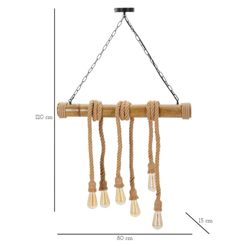 Lampadelle Ario Bamboo/rope cm 80x15x120