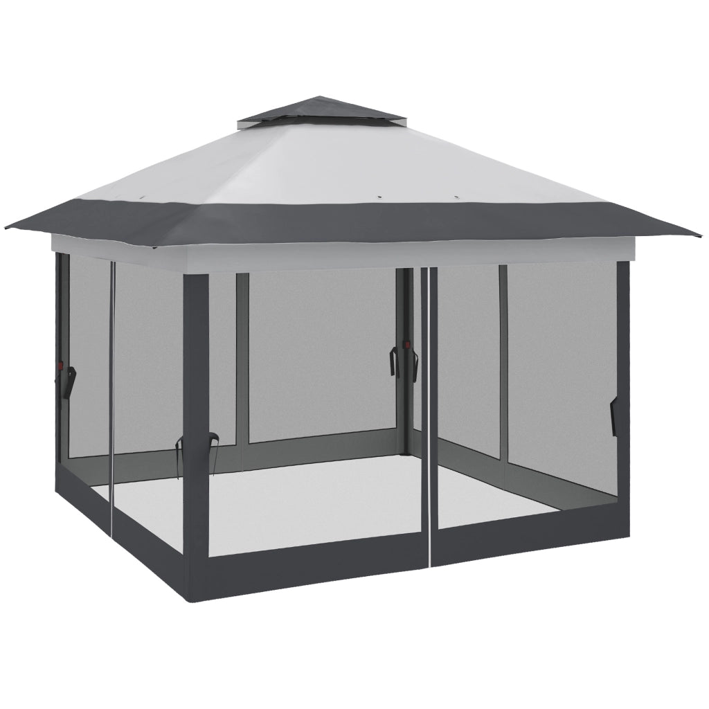 Gazebo da giardino pieghevole con zanzariere e sacco a rotelle ¨C Zephmum ¨C Grigio