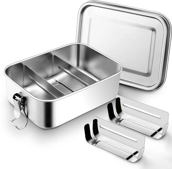 Lunchbox con compartimenti, 1400 ml contenitore in acciaio inossidabile per bambini e adulti, ideale per scuola, picnic, lavoro, distributore flessibile e impermeabile