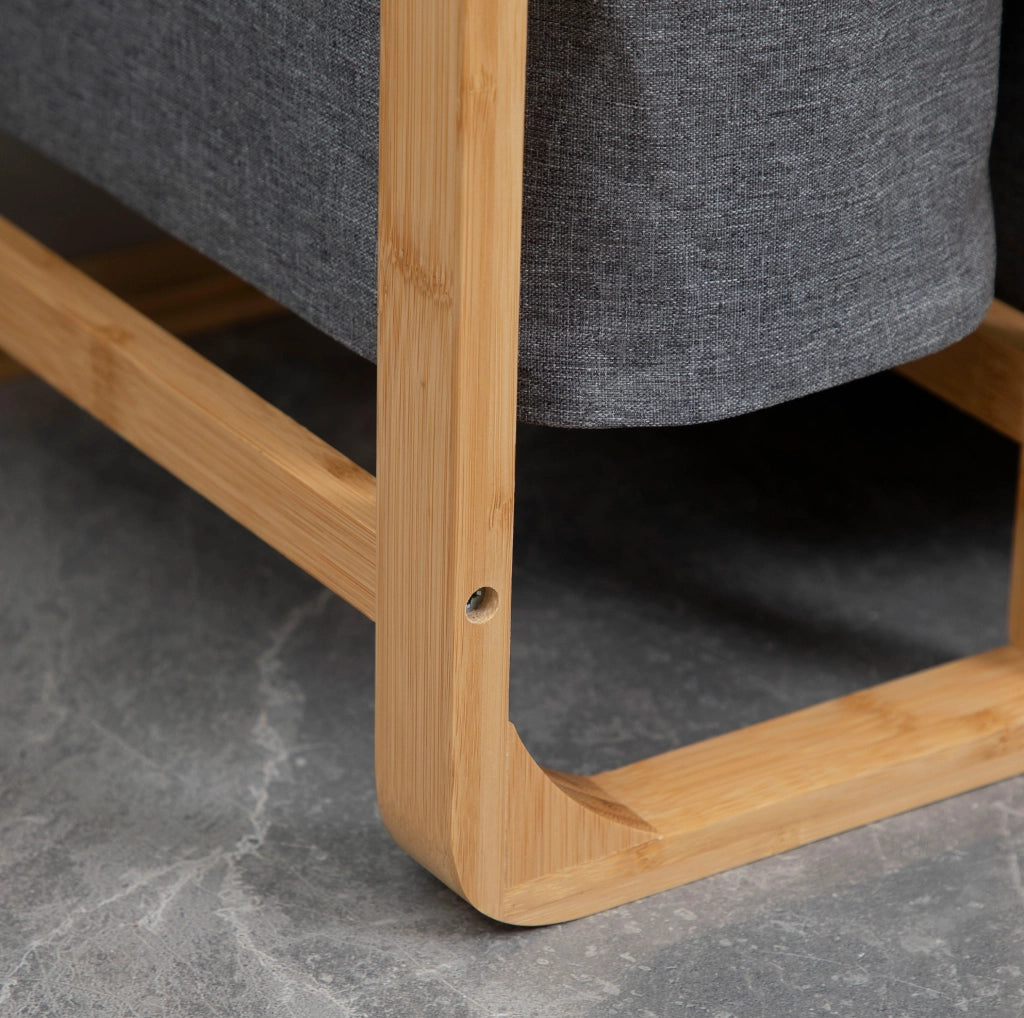 Cesta portabiancheria 50x32x69.7 cm con 3 sacchi rimovibili; struttura in bambù; naturale