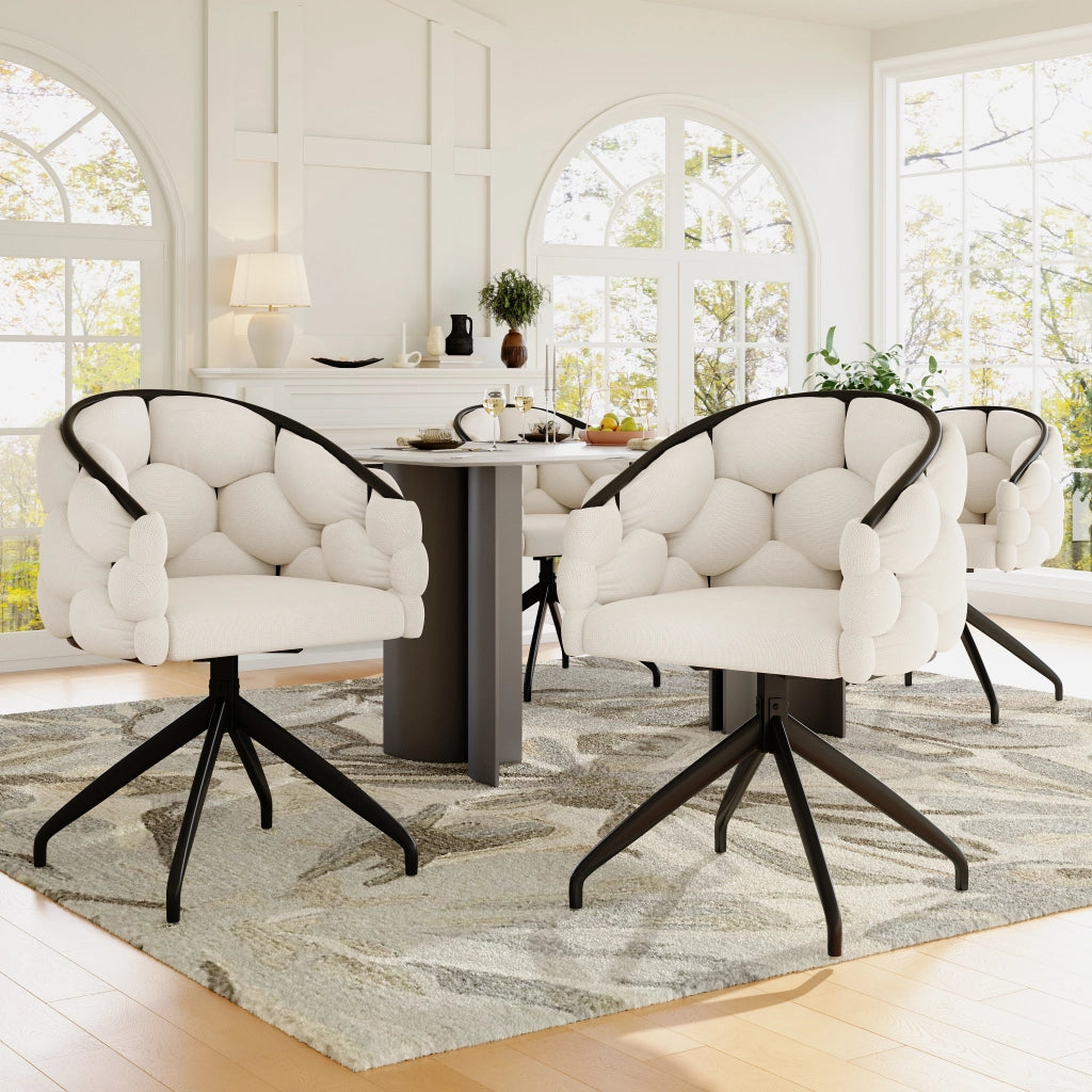 Sedie da Pranzo Girevoli 360¡ã con Schienale ¨C MINIMAL ¨C Beige, Set 4 Pezzi