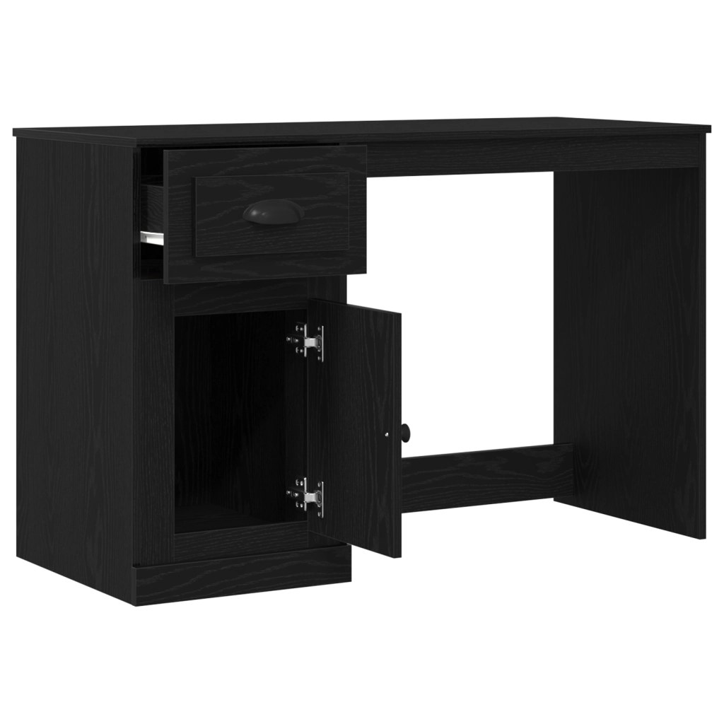 Scrivania con spazio di stoccaggio Rovere Nero 50x115x75 cm Legno ingegnerizzato