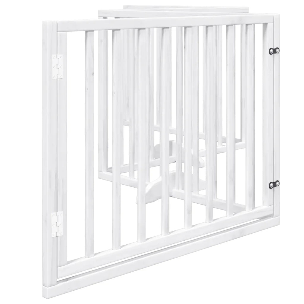 vidaXL Cancello Cani Porta Pieghevole Bianco 4 Pannelli 320 cm Pioppo