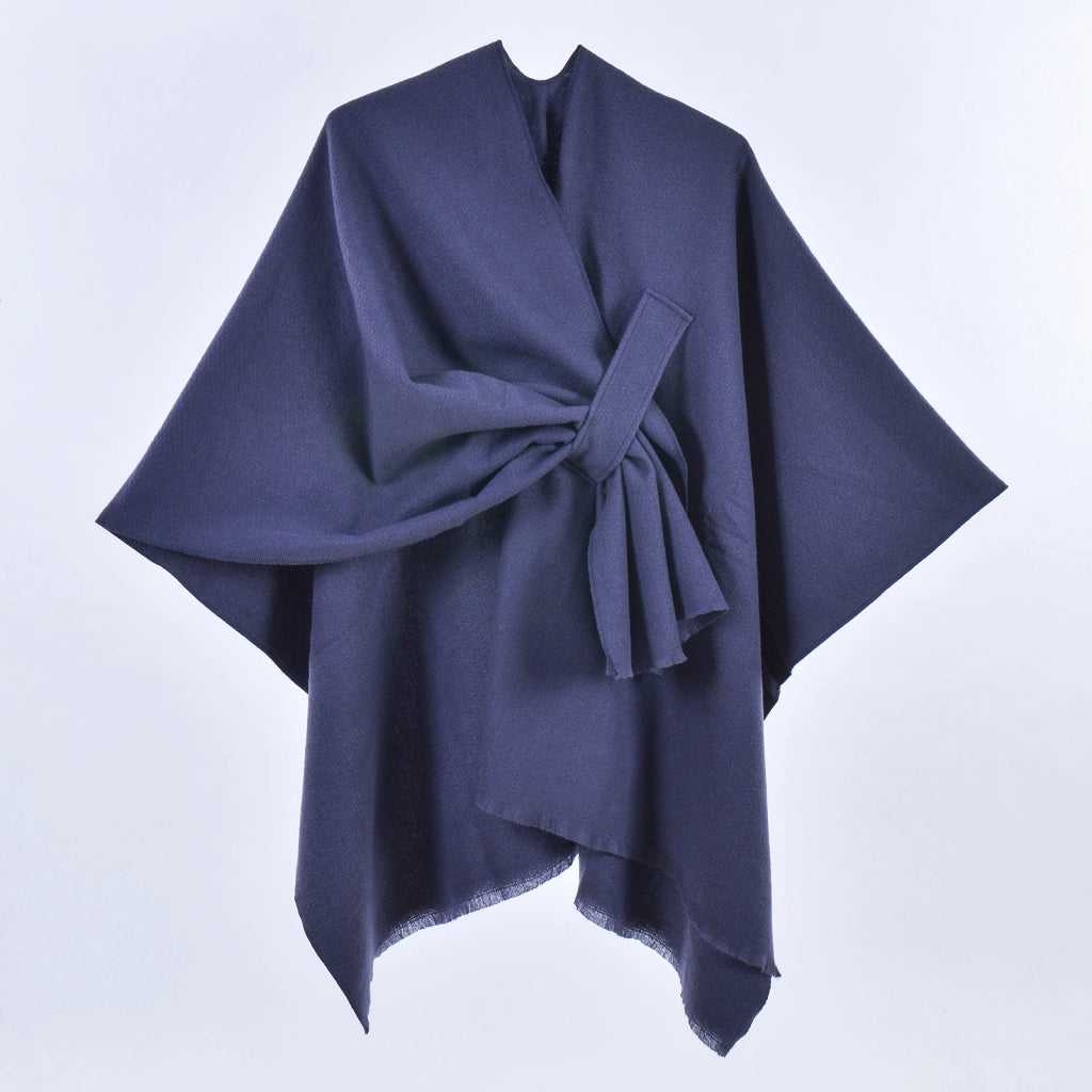 Sciarpa da donna, elegante mantello con cintura diagonale monocromatica