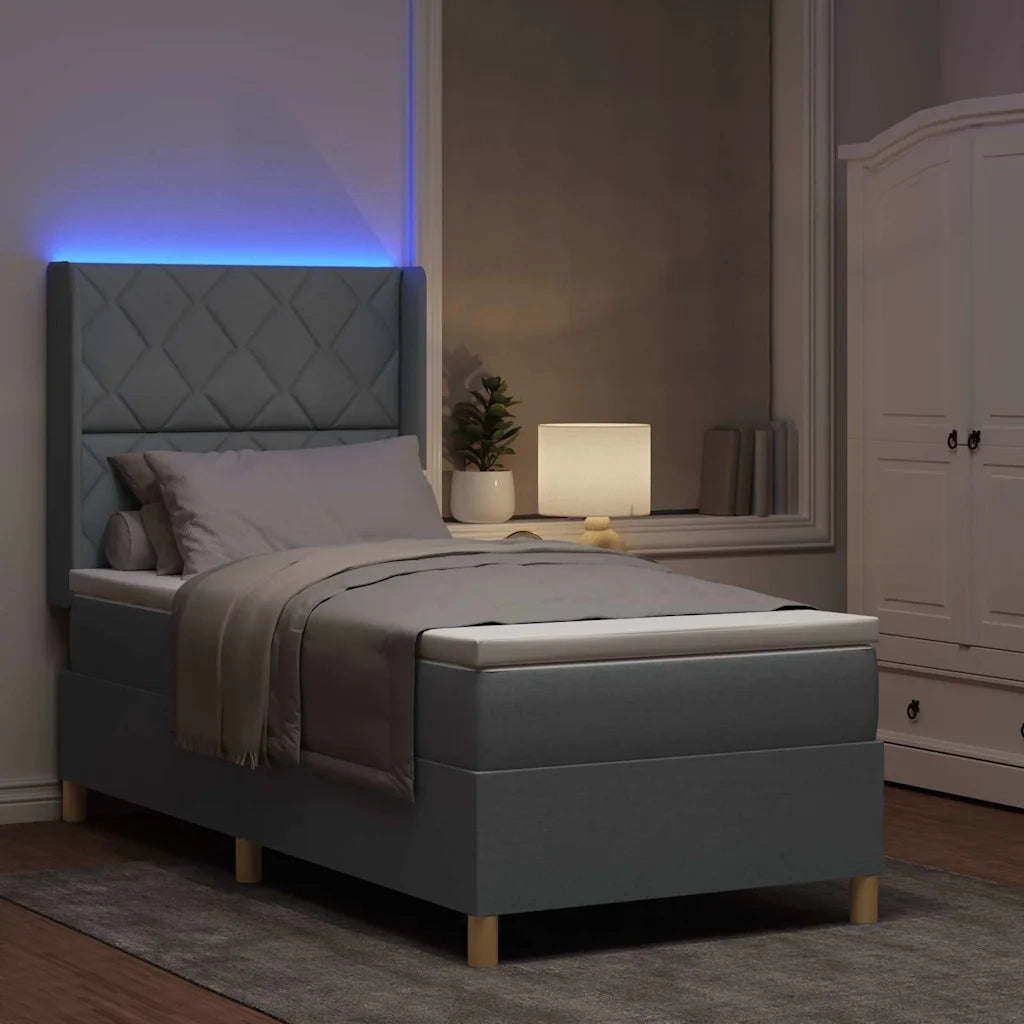 Letto a molle con materasso Grigio chiaro 140 x 190 cm Tessuto 3343728
