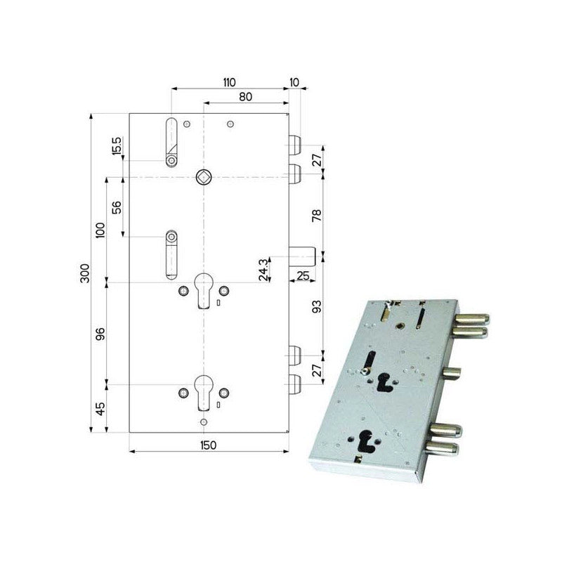 Serratura Sic.Triplice Dx 89F31 Mottura