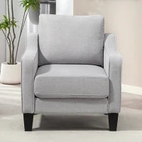 Poltrona Moderna in Tessuto con Imbottitura Spessa e Molle Insacchettate, 77x77x86 cm, Grigio