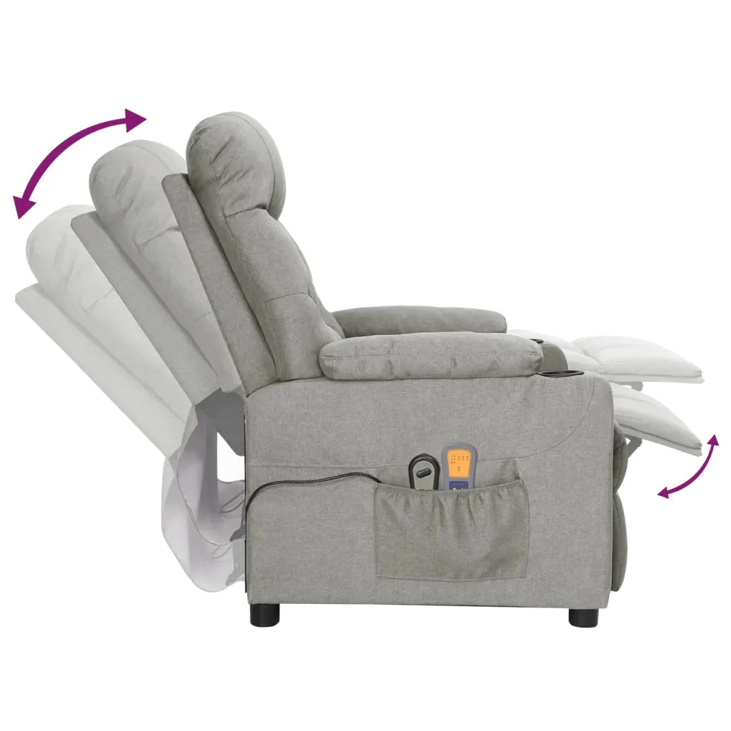 Poltrona Massaggiante Elettrica Grigio Chiaro in Tessuto 3098827