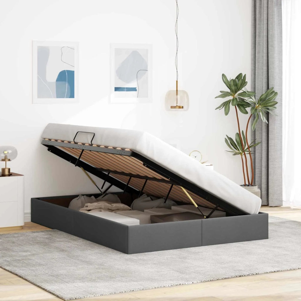 Letto ottomano Grigio scuro 140 x 190 cm Tessuto 3442821