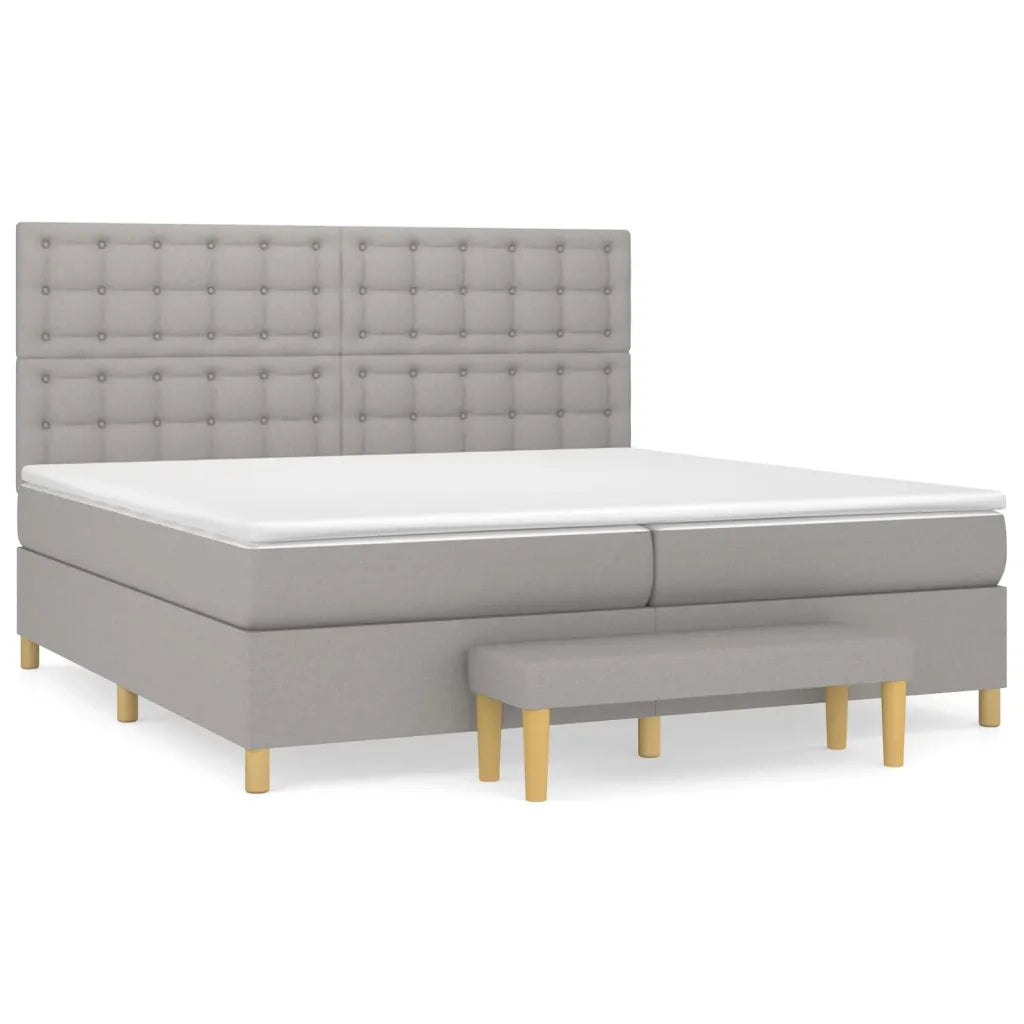 Giroletto a Molle con Materasso Grigio Chiaro 200x200cm Tessuto 3137501