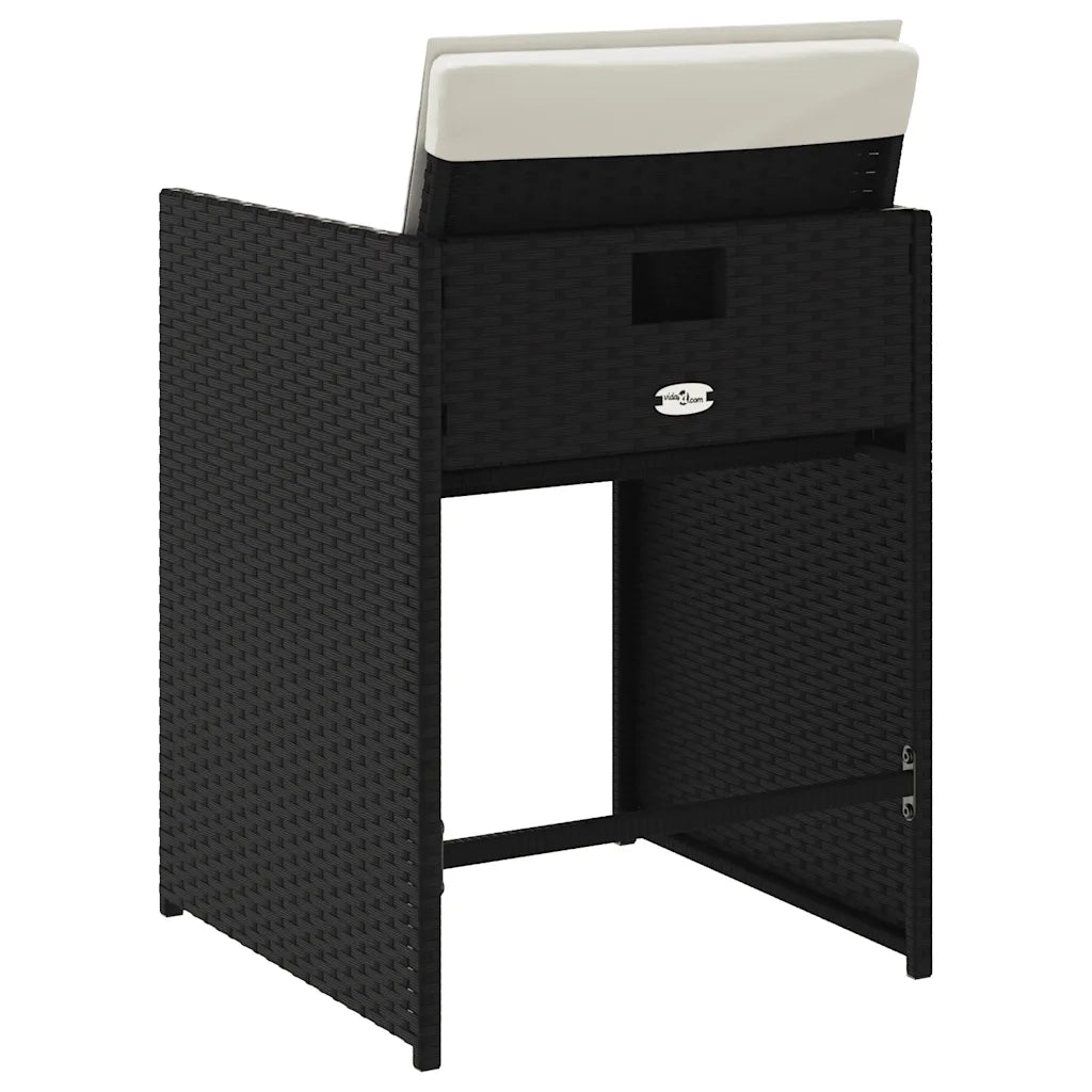 Sedie da Giardino con Cuscini 4 pz | Sedie da Esterno Nere in Polyrattan
