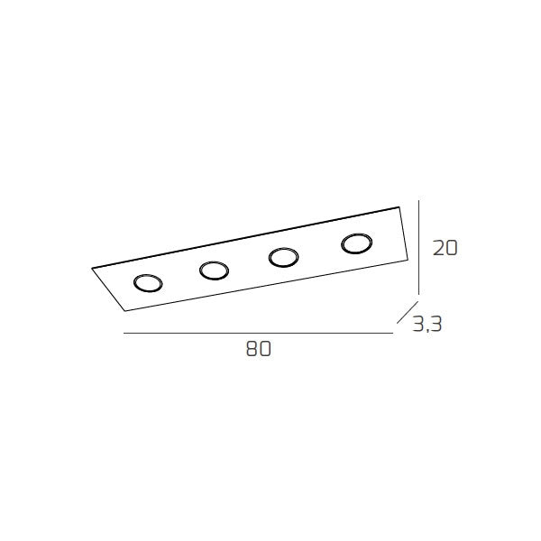 Toplight Plafoniera da soffitto rettangolare 4 luci Path con attacco GX53, struttura colore bianco, design moderno 80x20x3cm