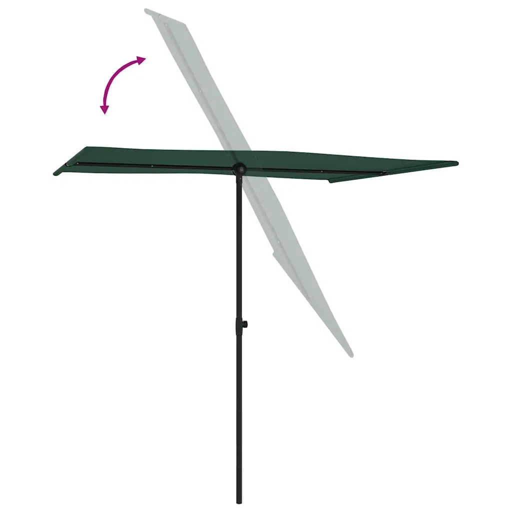 Ombrellone da Giardino-Ombrello da Balcone con Palo in Alluminio 2x1,5 m Verde