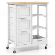 Carrello da cucina con ruote 67 x 37 x 82 cm ampio spazio di stoccaggio stile moderno legno di caucciù bianco 20_0019326