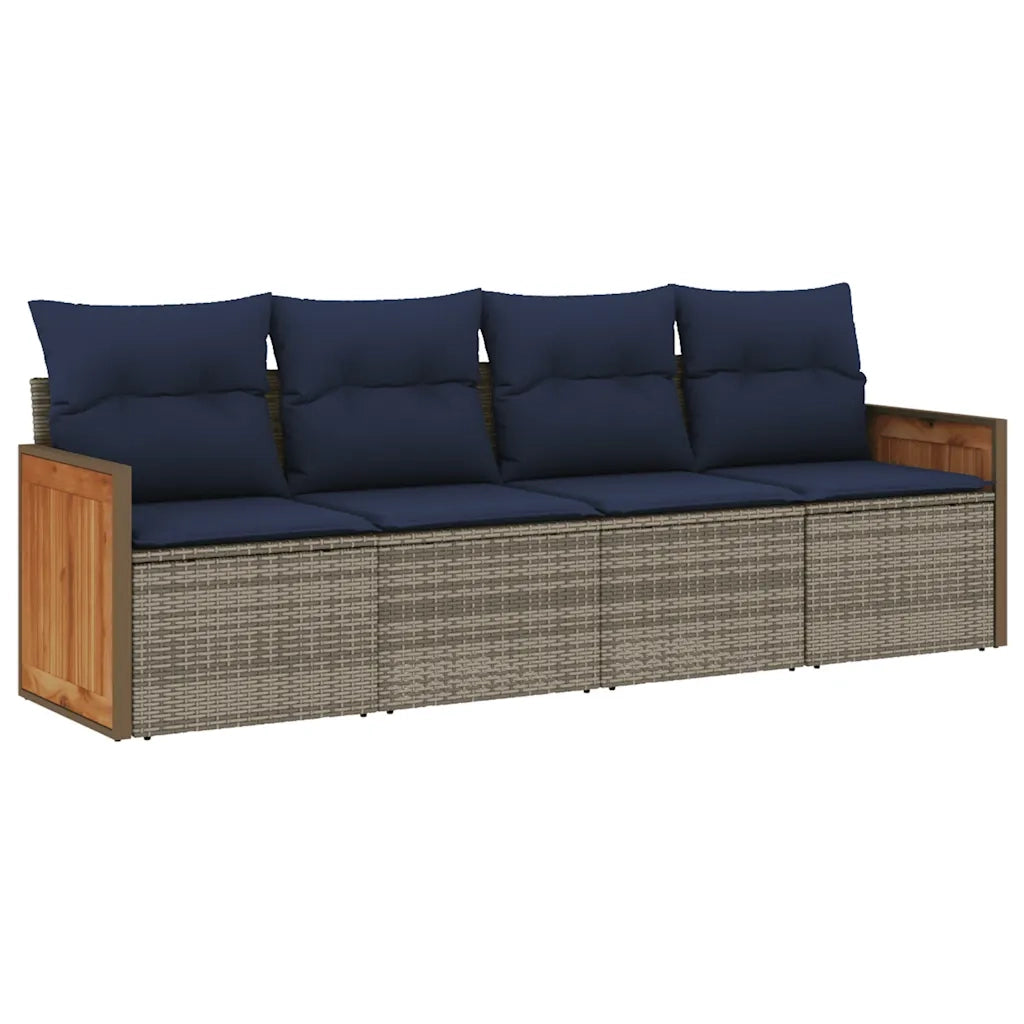 Set Divani da Giardino 4 pz con Cuscini Grigio in Polyrattan 3227454