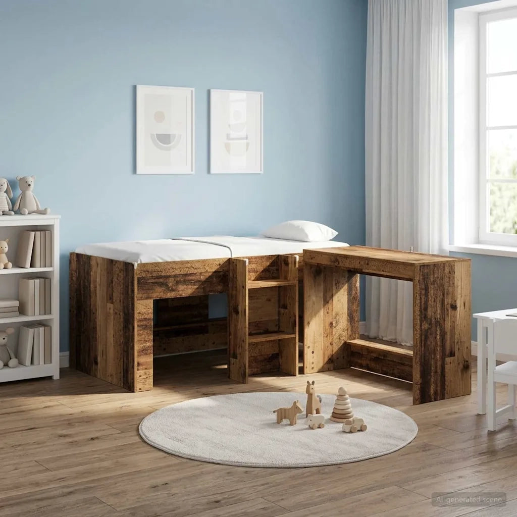 Letto Alto per Bambini 2 pcs Legno antico 163 x 101,1 x 68,5 cm 3422577