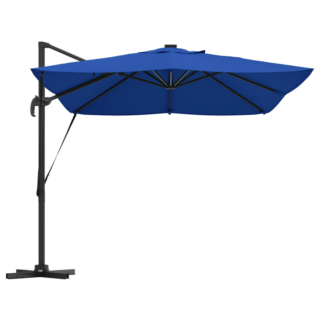 Ombrellone a Sbalzo Roma con LED Blu Azzurro 352x251x265 cm Alluminio