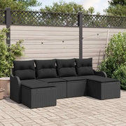 Set Divano da Giardino con cuscino 6 pcs Nero Poly Rattan 3345813