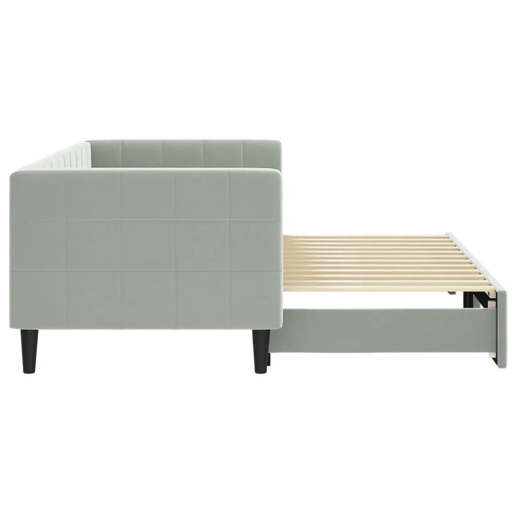 Divano Letto con Letto Estraibile Grigio Chiaro 80x200 Velluto 3196684