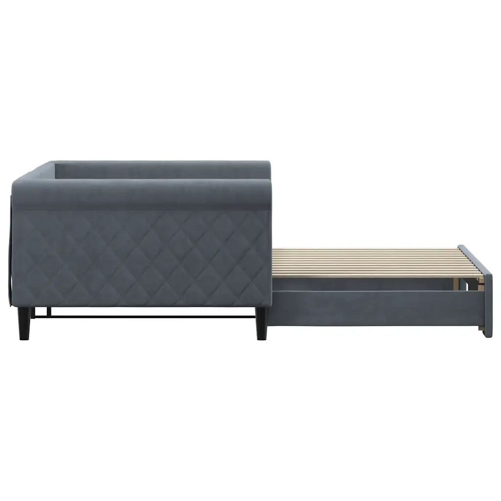 Divano Letto con Letto Estraibile Grigio Scuro 100x200 Velluto 3197779