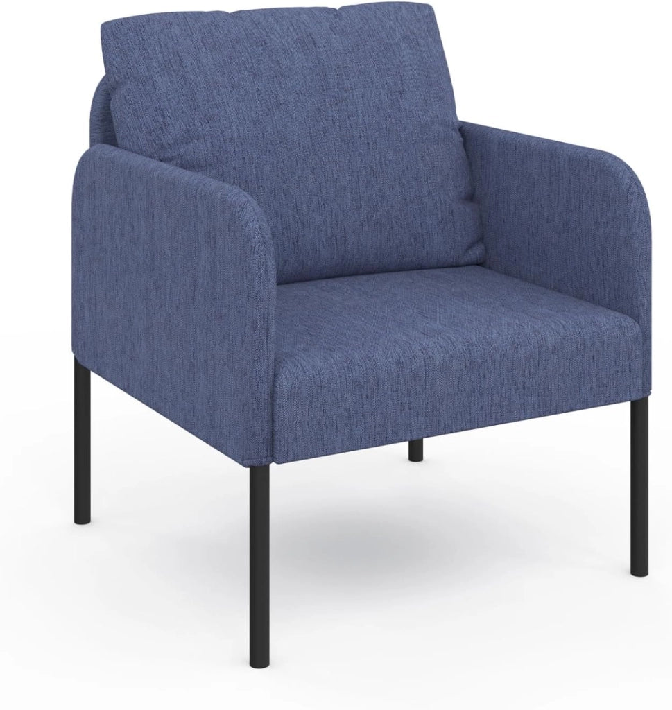 Poltrona AUGUSTE tessuto blu gambe in metallo nero