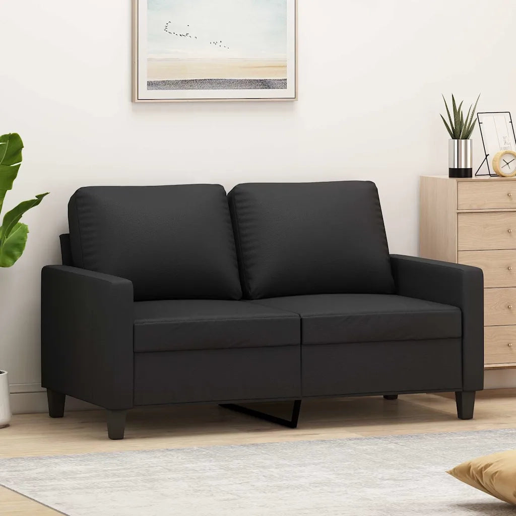 Divano | Divano da soggiorno | Sofa a 2 Posti Nero 120 cm in Similpelle