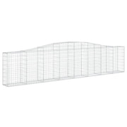 Gabbione recinto a gabbia muro di contenimento ad arco 400 x 30 x 80/100 cm ferro zincato argento 02_0040083