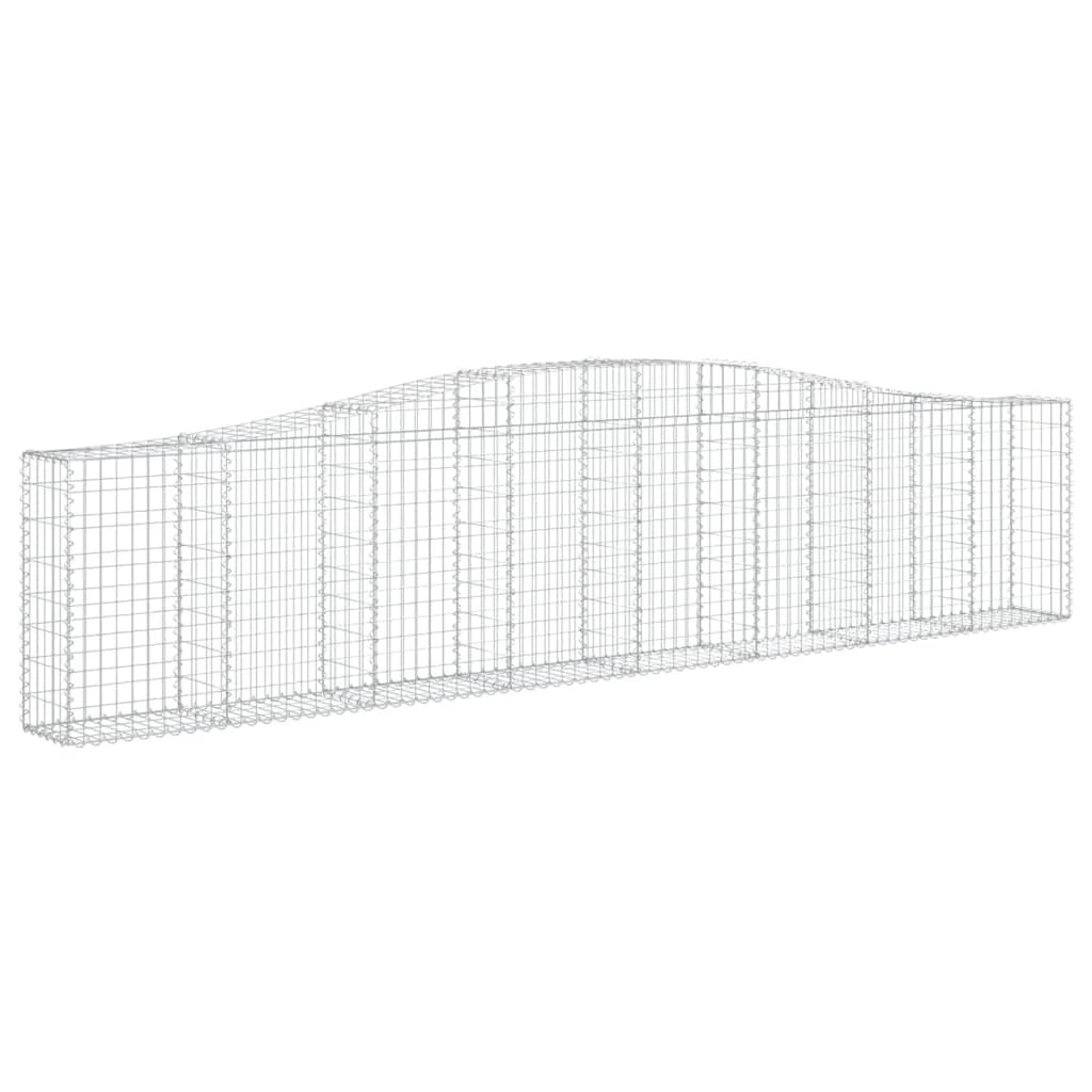 Gabbione recinto a gabbia muro di contenimento ad arco 400 x 30 x 80/100 cm ferro zincato argento 02_0040083