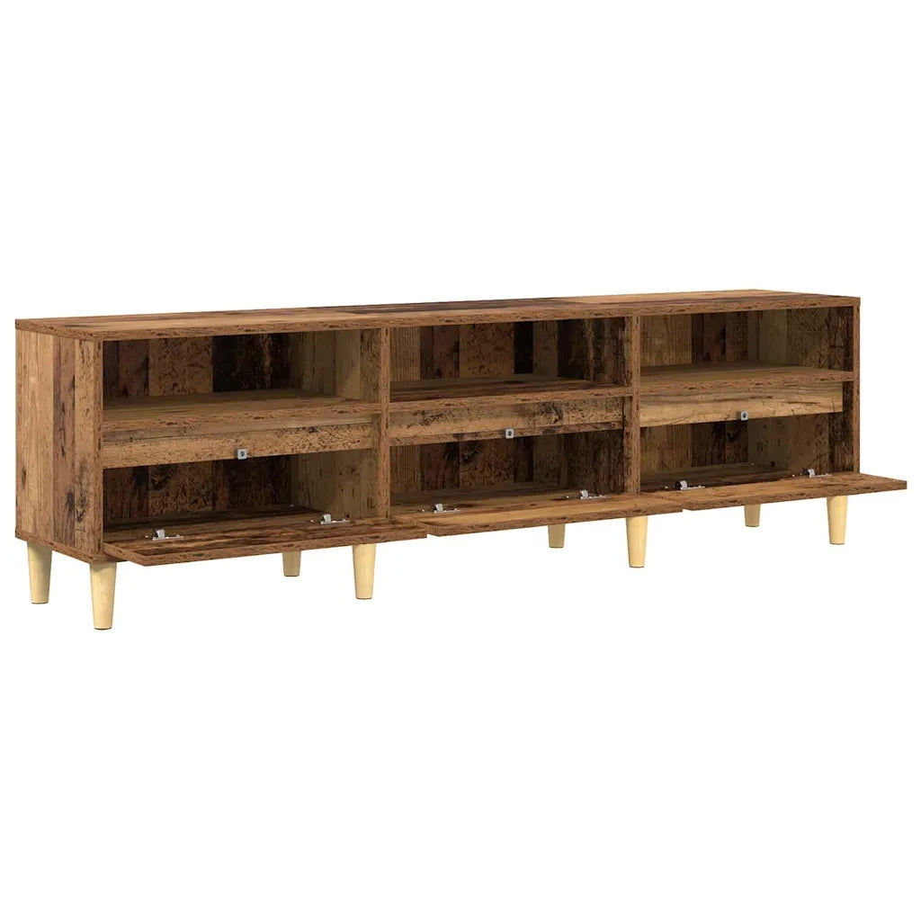 Mobile porta TV rettangolare rustico con pratici ripiani 150 x 30 x 45 cm legno composito finitura legno anticato 02_0052479