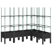 Fioriera rialzata per piante fiori patio giardino con traliccio 160 x 120 x 142,5 cm PP nero 02_0038257