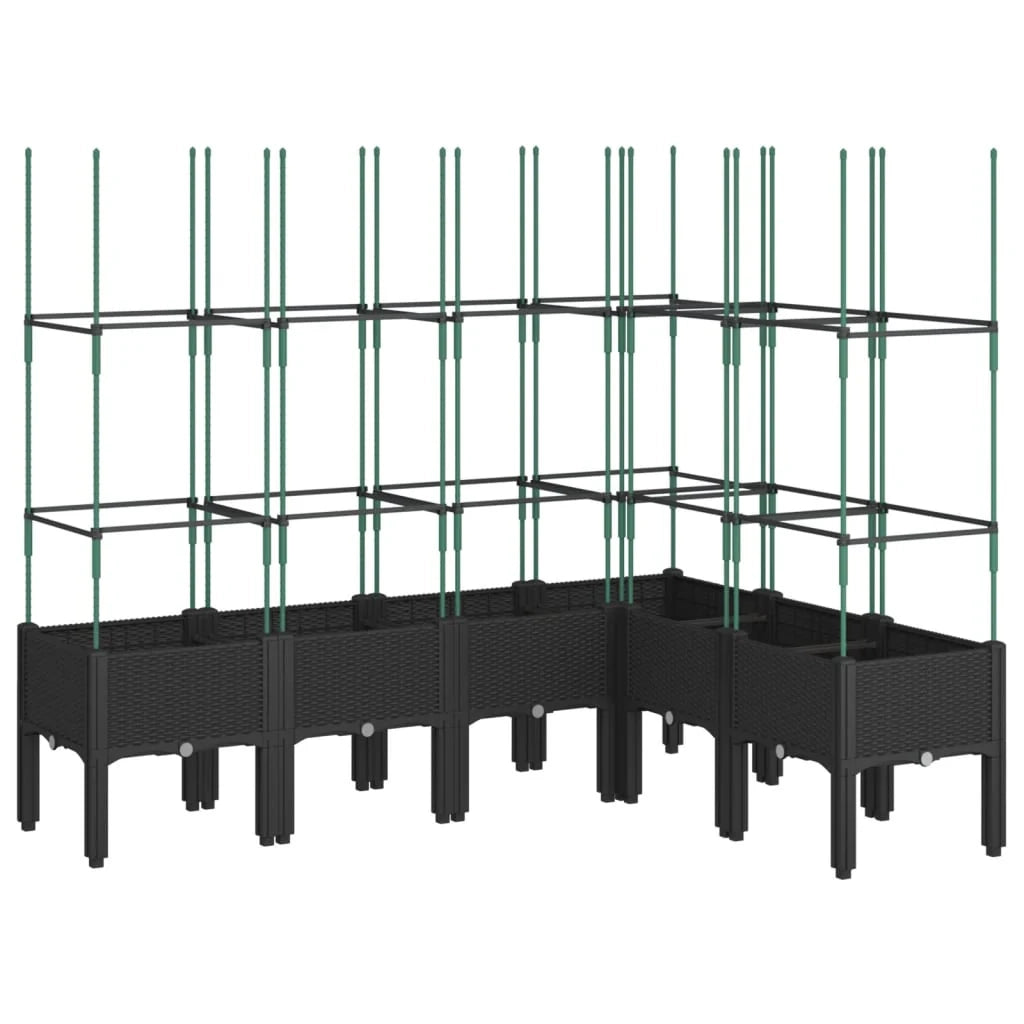 Fioriera rialzata per piante fiori patio giardino con traliccio 160 x 120 x 142,5 cm PP nero 02_0038257