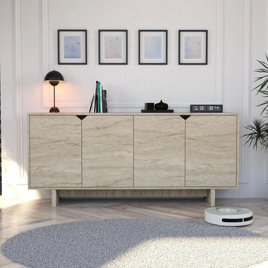 Credenza in legno "Turan" - 180 x 40 x 81 cm - Travertino