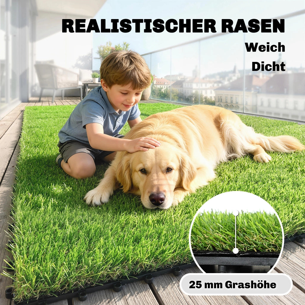 Set 22 Pezzi Fliesen Prato Sintetico 30x30 cm con Drenaggio ¨C zephmum ¨C Verde 2m2